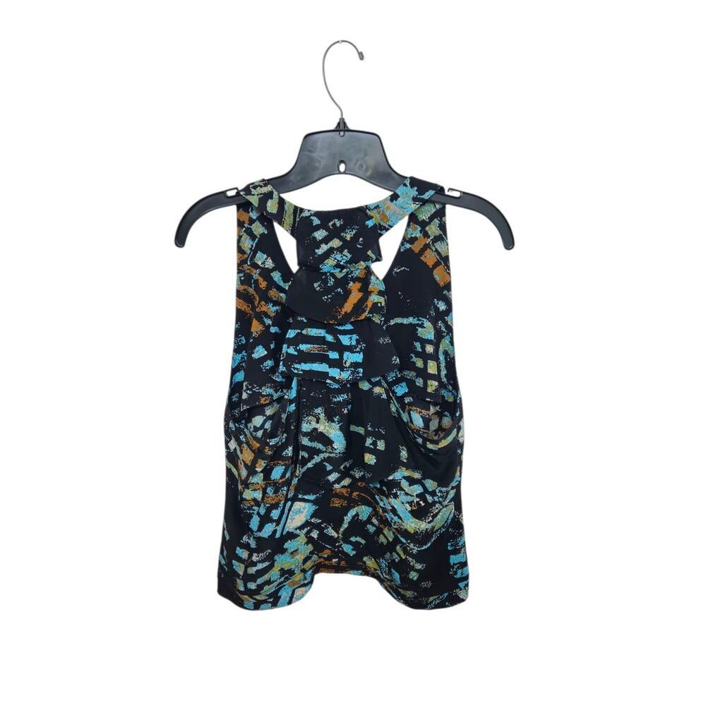 Anthropologie Hunter Dixon T-Back Ruffle Tank Top Abstract Size Small Sleeveless